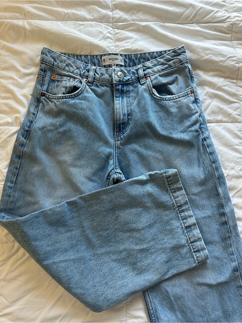 Mango Light Wash Straight-Leg Jeans